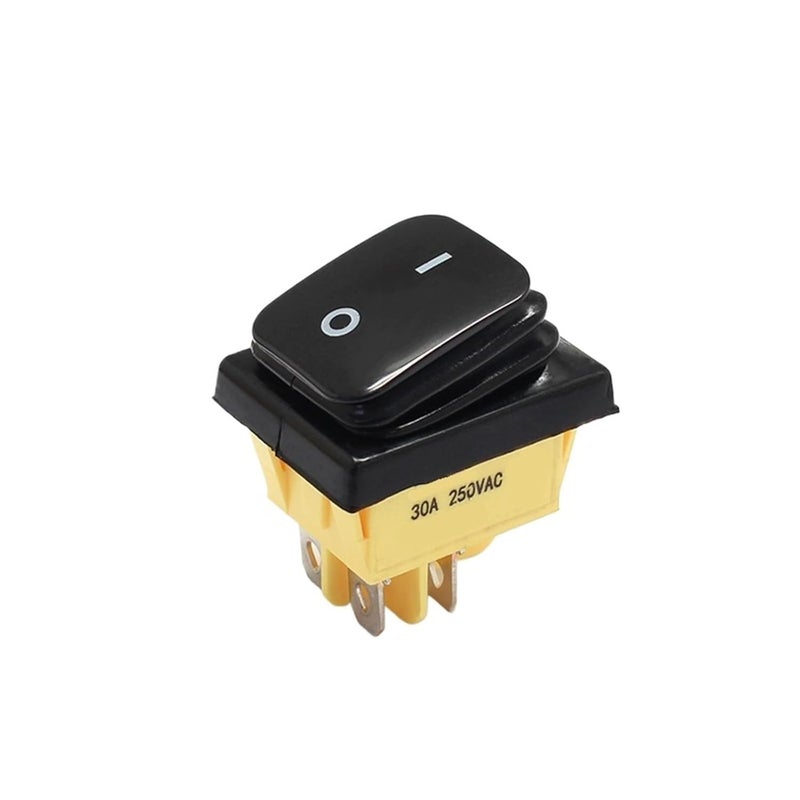 مفتاح روكر ثقيل 16 أمبير 250 فولت DPST مقاوم للماء IP67 مع إضاءة LED طلاء أسود أصفر 6 فولت - Image 3